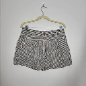 Vince Camuto Stripe Cotton/Linen Beach Summer Chino Zip-Fly Shorts Size 8 Black